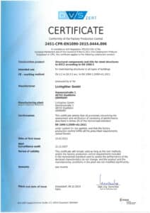 FPC Certificate for steel structures