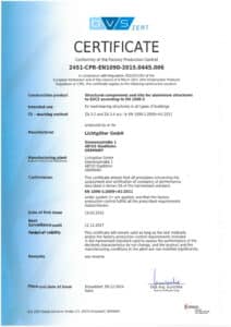FPC Certificate for aluminium structures