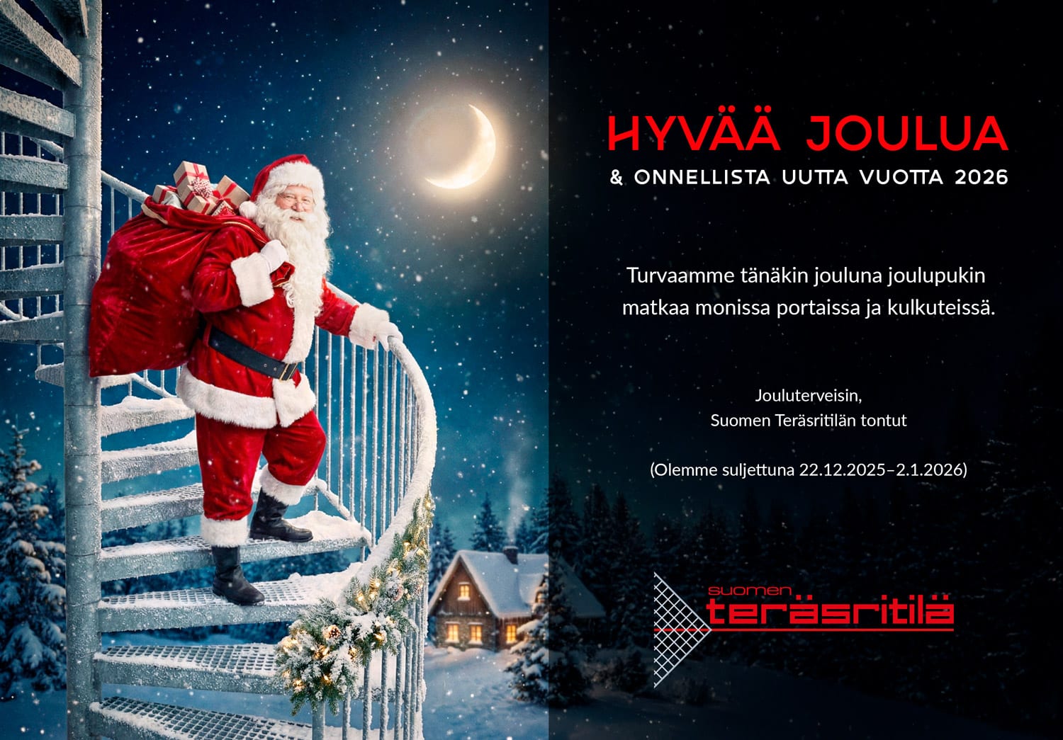 Joulutervehdys 2025 Suomen Teräsritilältä